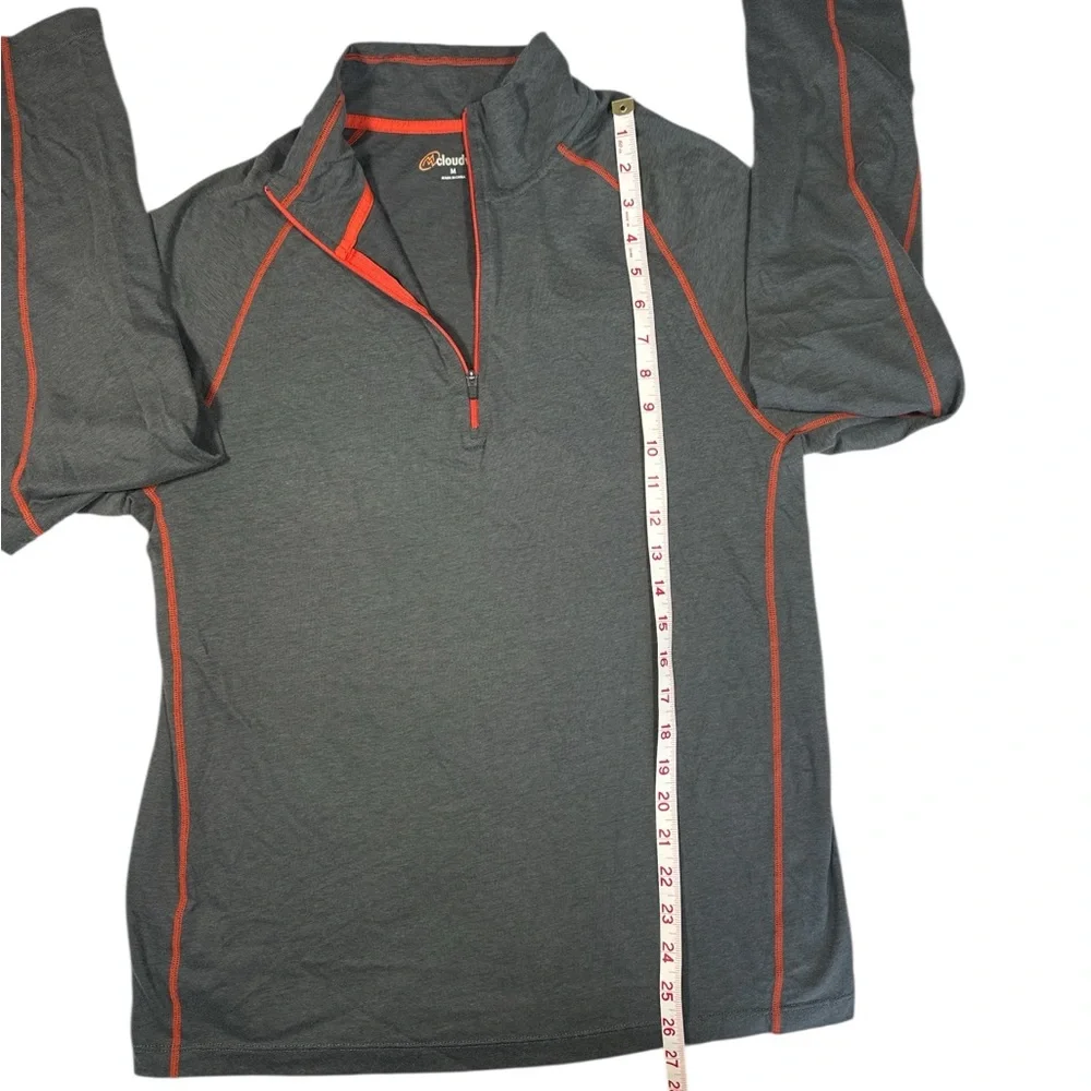 Cloudveil Performance 1/4 Zip Long Sleeve Pullover Men’s M Gray Orange Stitching